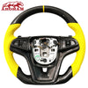 Carbon Fiber Yellow Perforated Leather Steering Wheel For Chevrolet