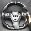Matte Carbon Fiber Steering Wheel For Tesla Model 3 Model Y 2017 2018