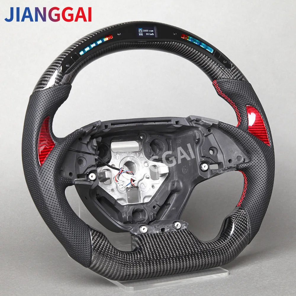 LED Flash Display Carbon Fiber Racing Car Steering Wheel Kit For