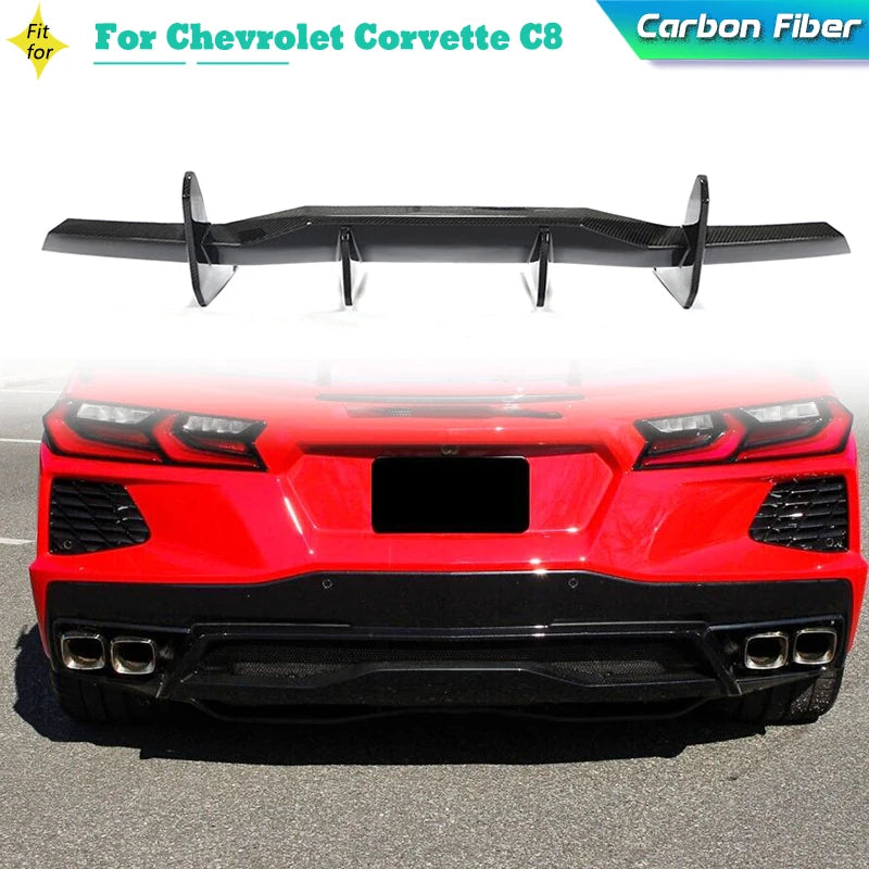 Carbon Fiber Rear Bumper Diffuser Lip Spoiler Trim For Chevrolet
