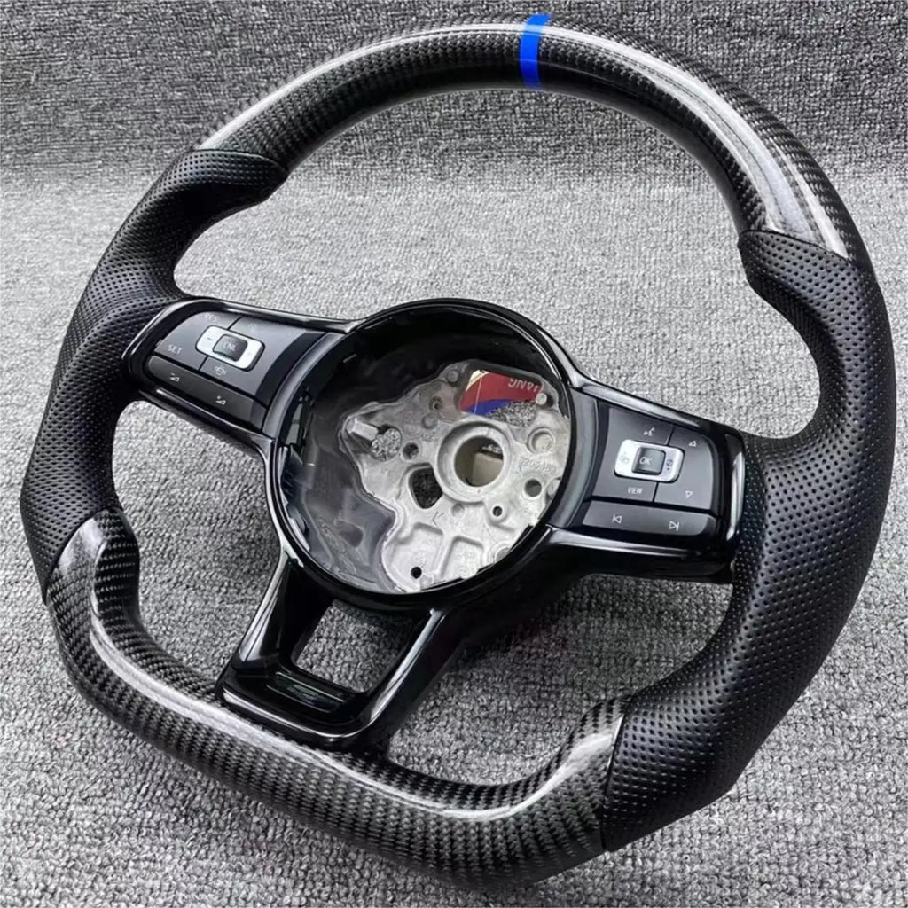 Replacement Real Carbon Fiber Steering Wheel with Leather for VW