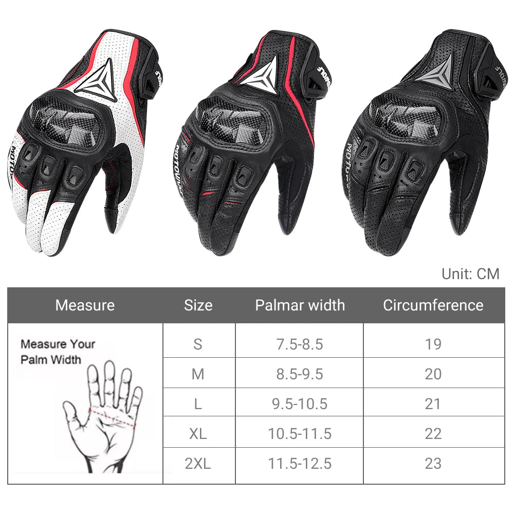 Carbon fiber Motorcycle Gloves Genuine Leather Motorcross Gloves