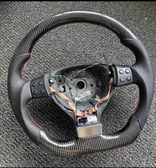 100% Real Carbon Fiber Steering Wheel With Leather For VW Volkswagen
