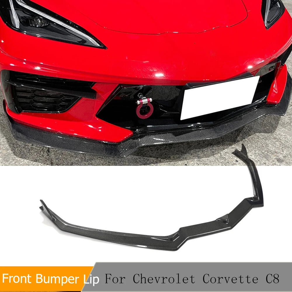 Real Carbon Fiber Front Bumper Lip Spoiler Cover Trim For Chevrolet