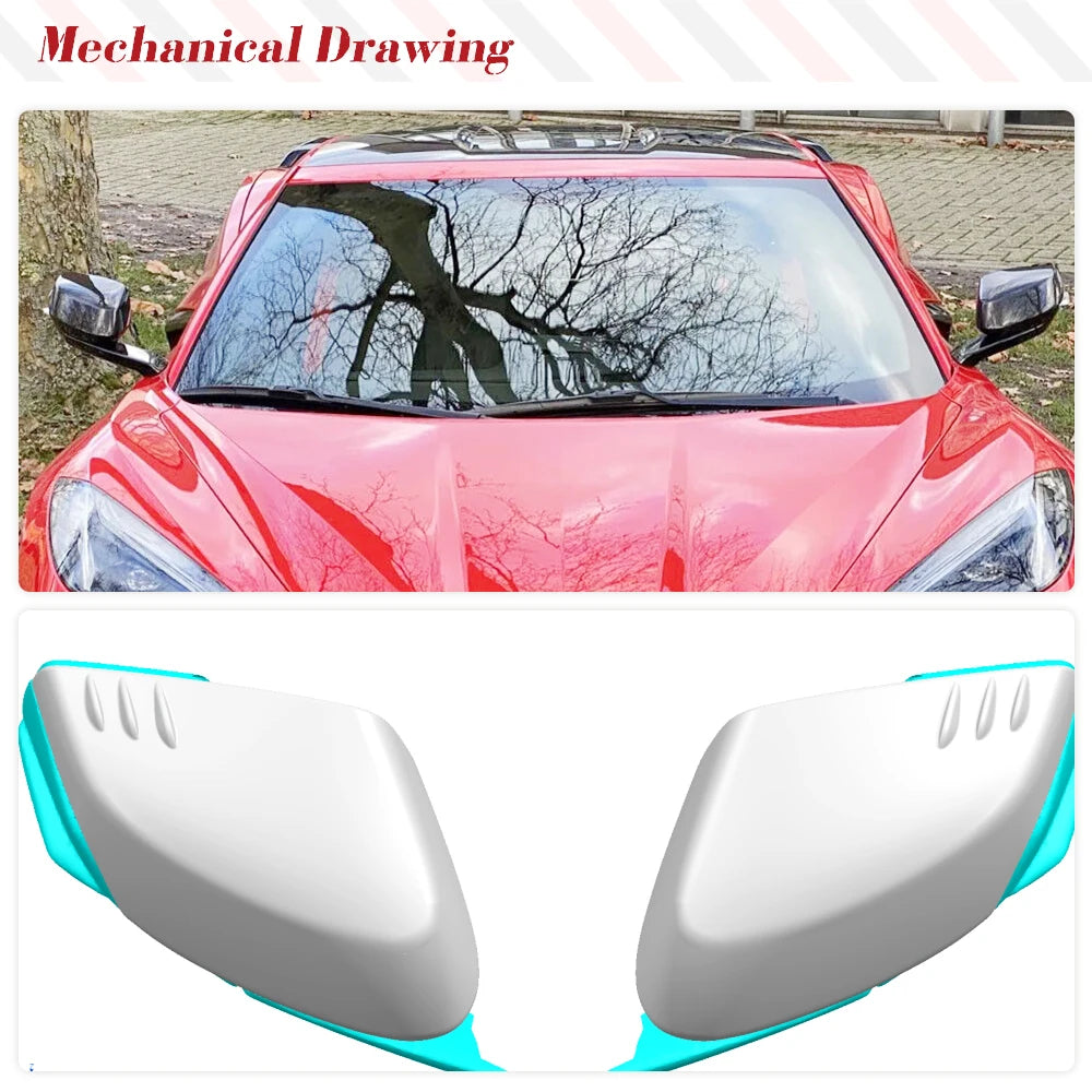 Real Carbon Mirror Cover Caps For Chevrolet Corvette C8 Stingray