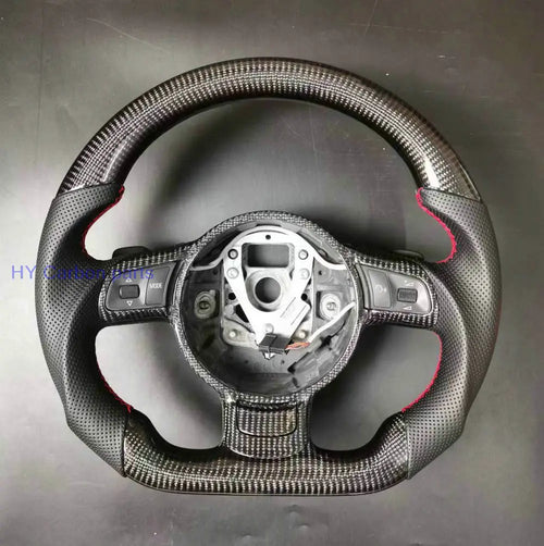 100% Real Carbon Fiber Car Leather Steering Wheel For 2009-2012 Audi