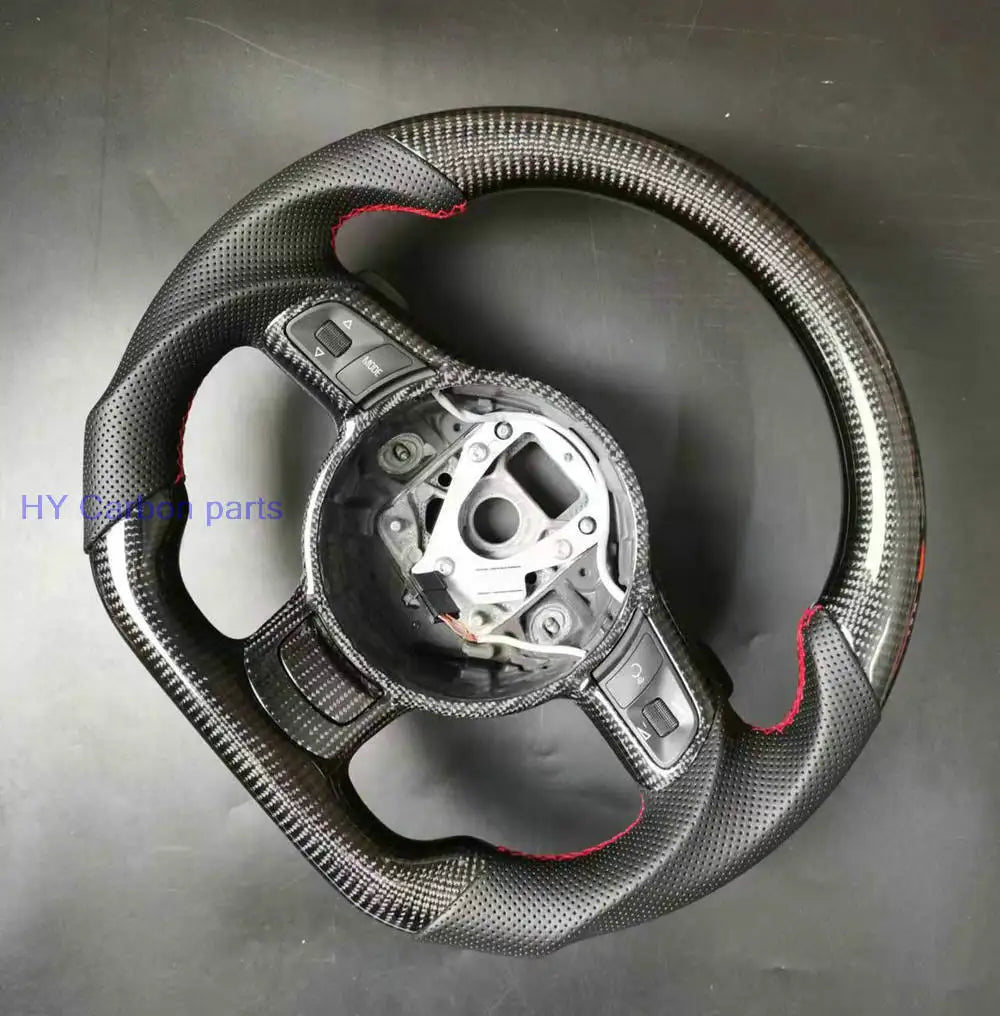 100% Real Carbon Fiber Car Leather Steering Wheel For 2009-2012 Audi