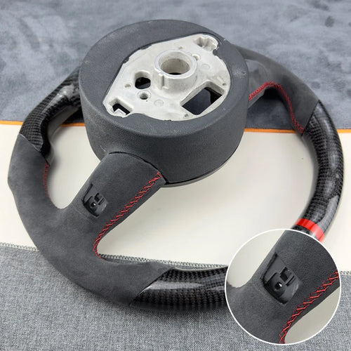 Carbon fiber steering wheel Sporty leather flat bottom steering wheel