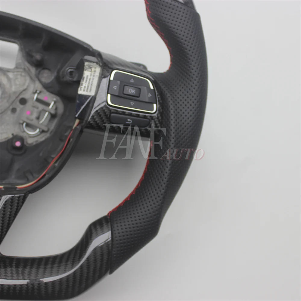 Replacement Real Carbon Fiber Steering Wheel with Leather for seat