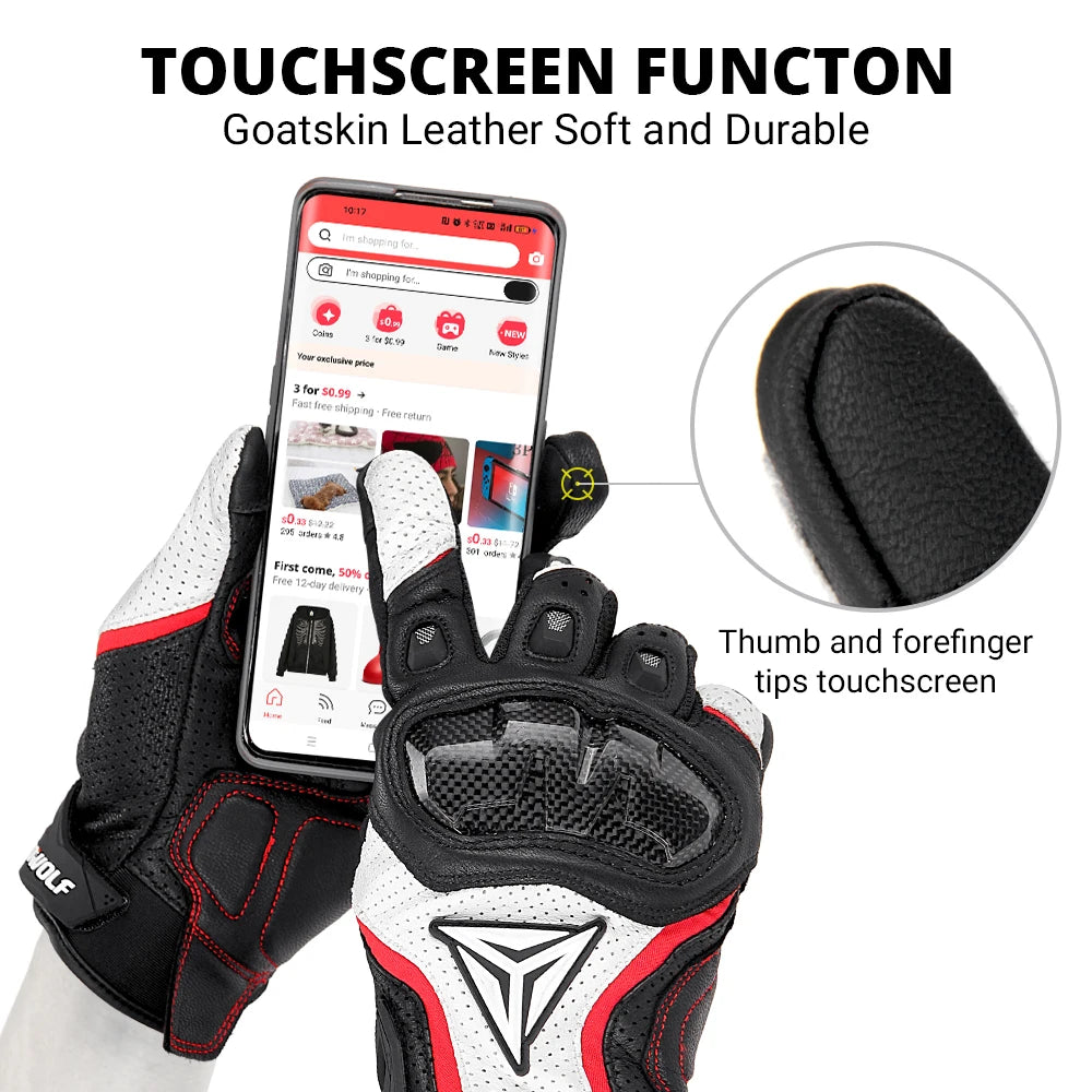 Carbon fiber Motorcycle Gloves Genuine Leather Motorcross Gloves