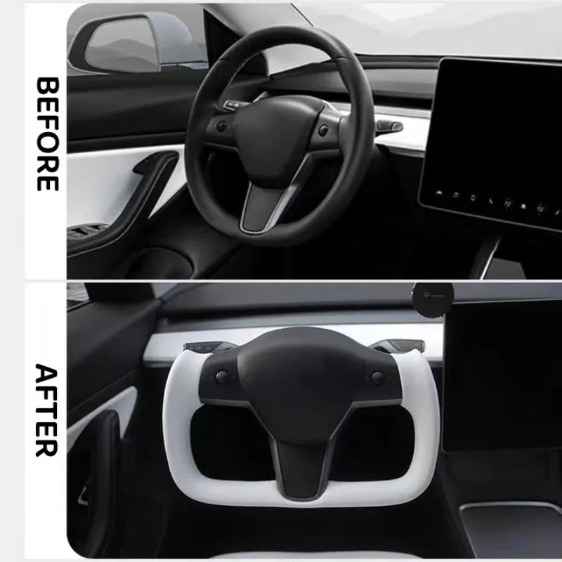 Yoke Steering Wheel With Heating For Tesla Model 3 Y Napa Leather