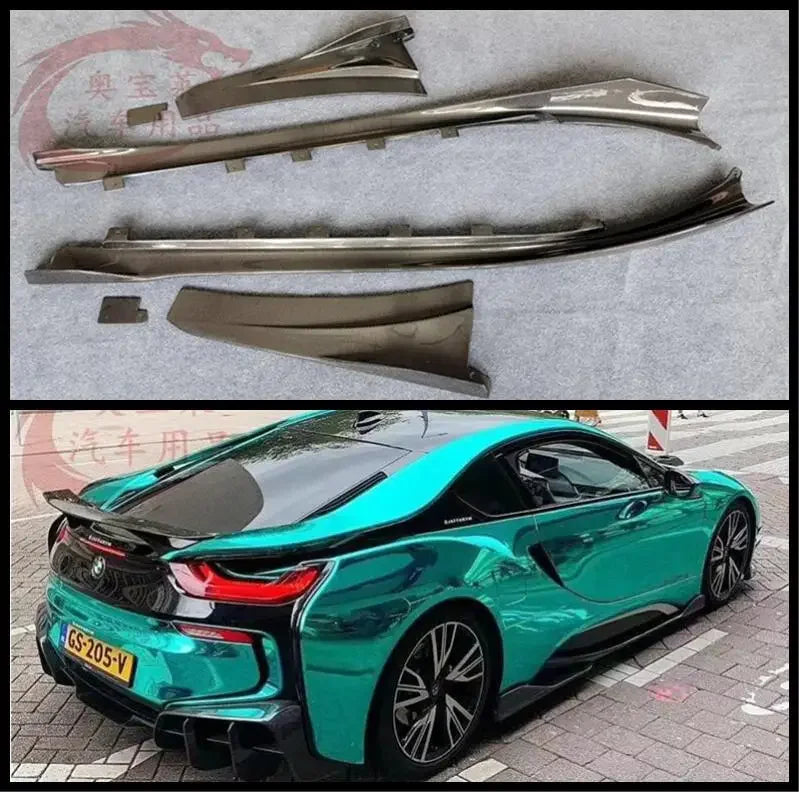 Real Carbon Fiber Side Extension Body Skirts Kit Lip Cover For BMW I8