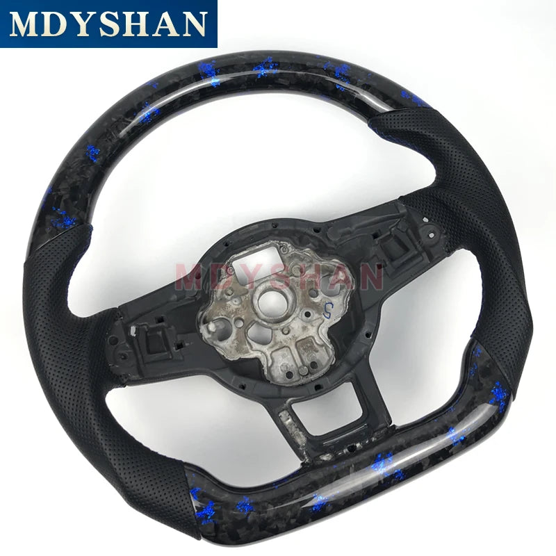 Real Forged Carbon Fiber Steering Wheel Blue Flake for Volkswagen VW