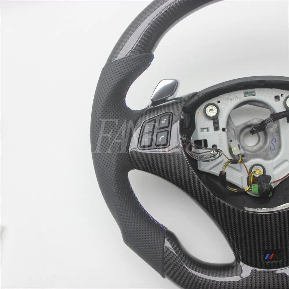 Replacement Real Carbon Fiber Steering Wheel with Leather for BMW E90