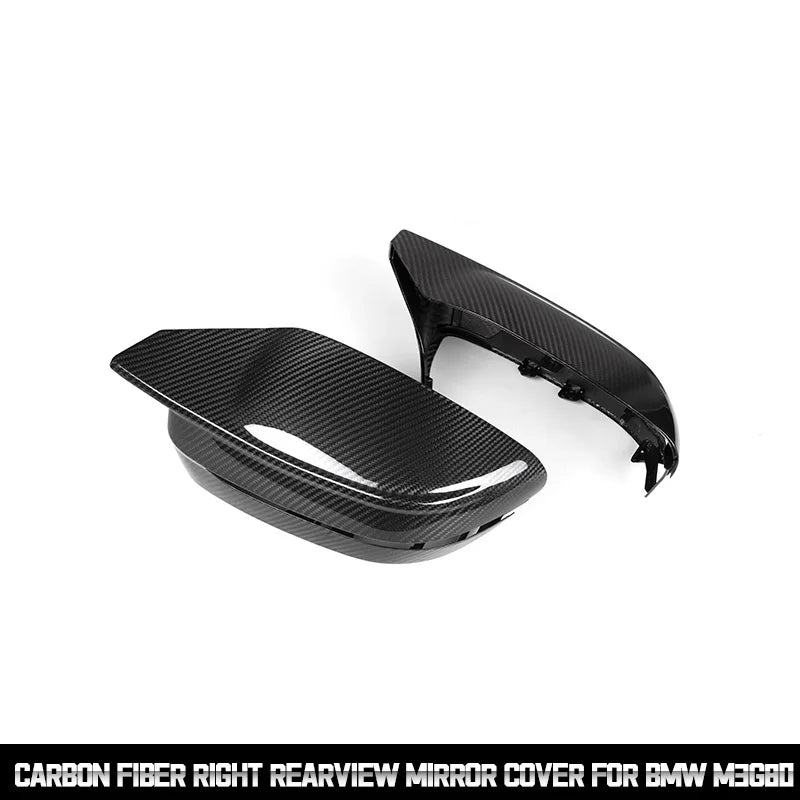 Real Dry Carbon Fiber Rearview Mirror Cover Caps Black Side Wing