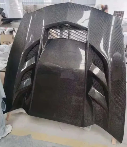 Carbon Fiber Transparent Glass Front Bumper Engine Hood Bonnet Vent