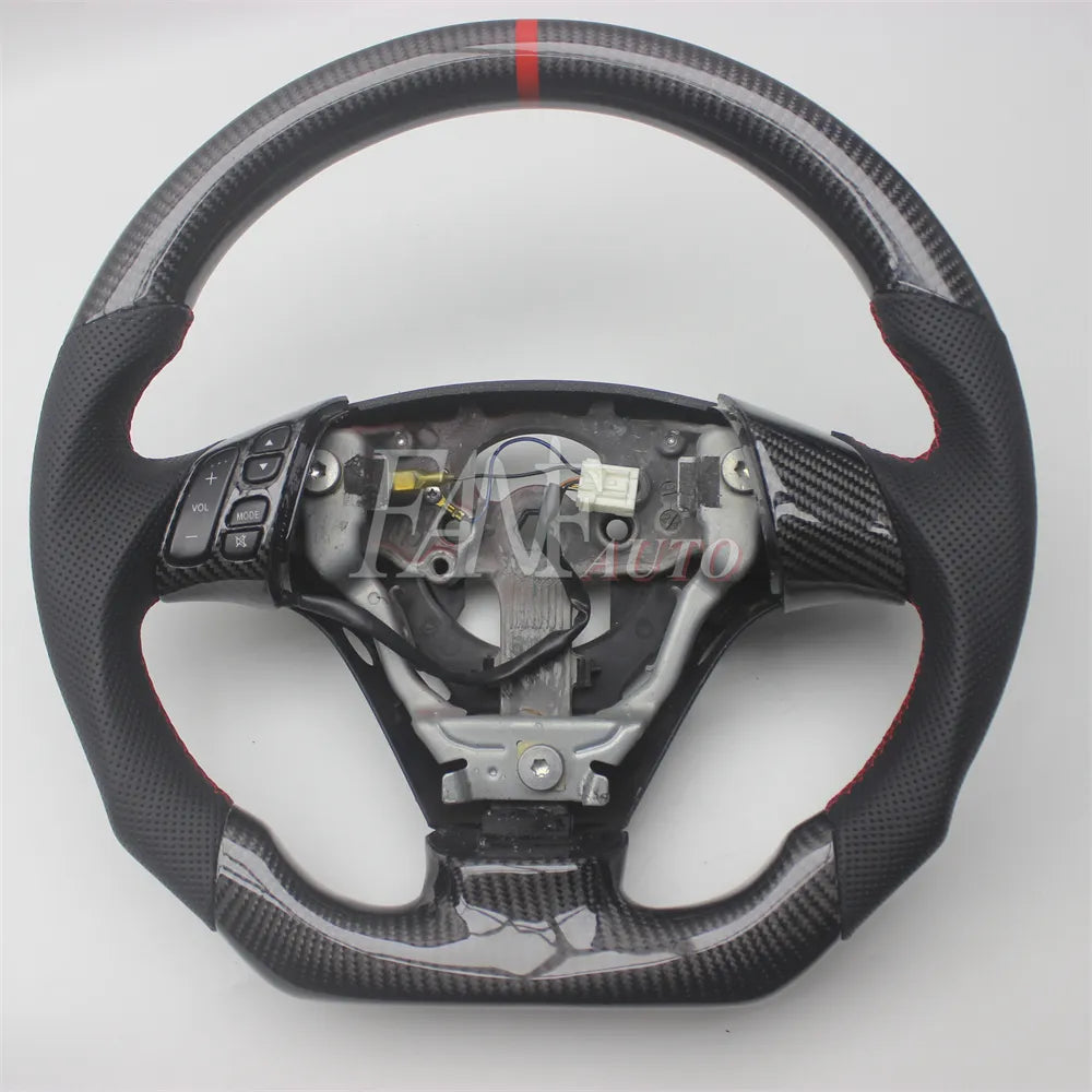 Replacement Real Carbon Fiber Steering Wheel with Leather for Mazda 3