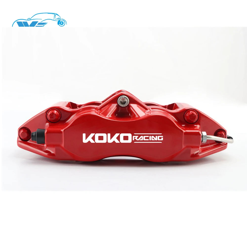 KOKO Racing Car Brake Kit Car Red Color 4 Pot Brake Caliper Drilled